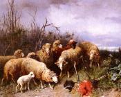 弗雷德里希 奥托 格伯勒 : Schafe Eine Vogelscheuche Betrachtend